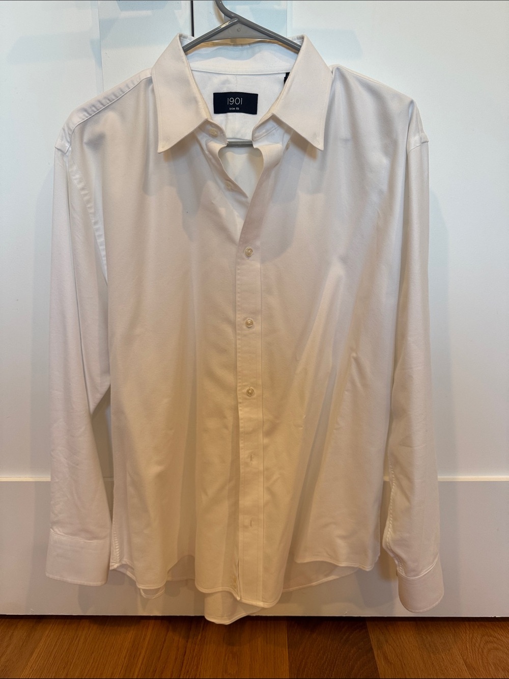 1901 Trim Fit Menโs White Dress Oxford Shirt 16.5 32-33